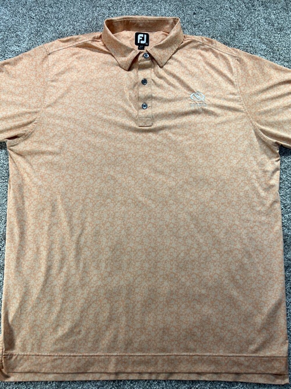 Men's FootJoy XL Floral Patter Salmon Coral Golf Polo with Company Logo